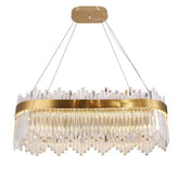 Cebal Odeon Oval / Linear Crystal Fringe Chandelier