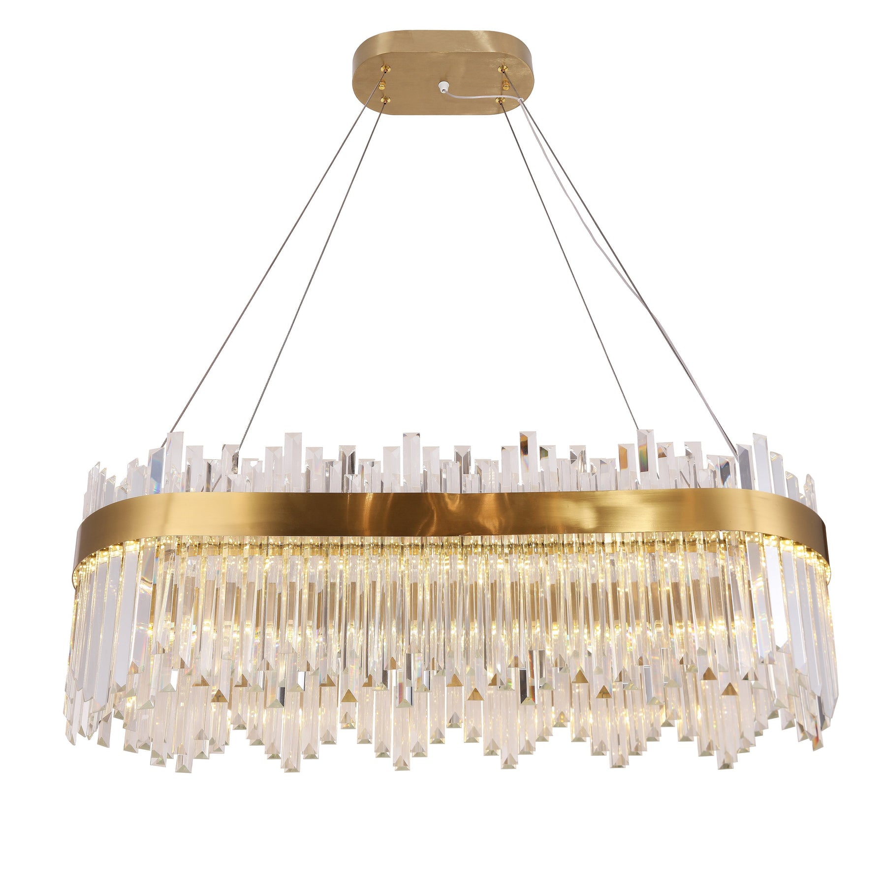 Cebal Odeon Oval / Linear Crystal Fringe Chandelier