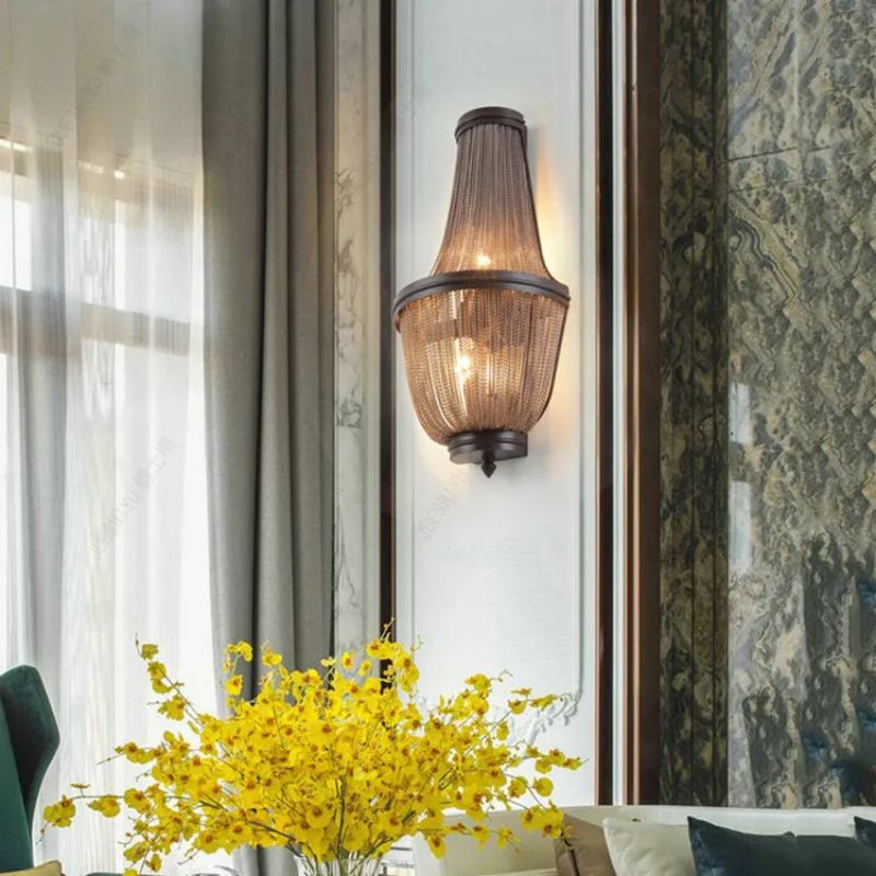 Aluminum Chain Wall Sconce In Living Room - product detail 6