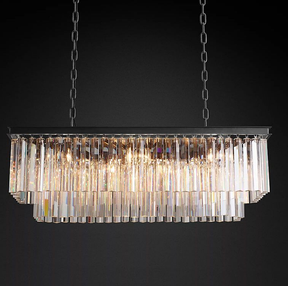 1920S Odeon Crystal Rectangular Chandelier 40"