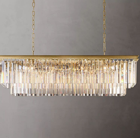 1920S Odeon Crystal Rectangular Chandelier 49"