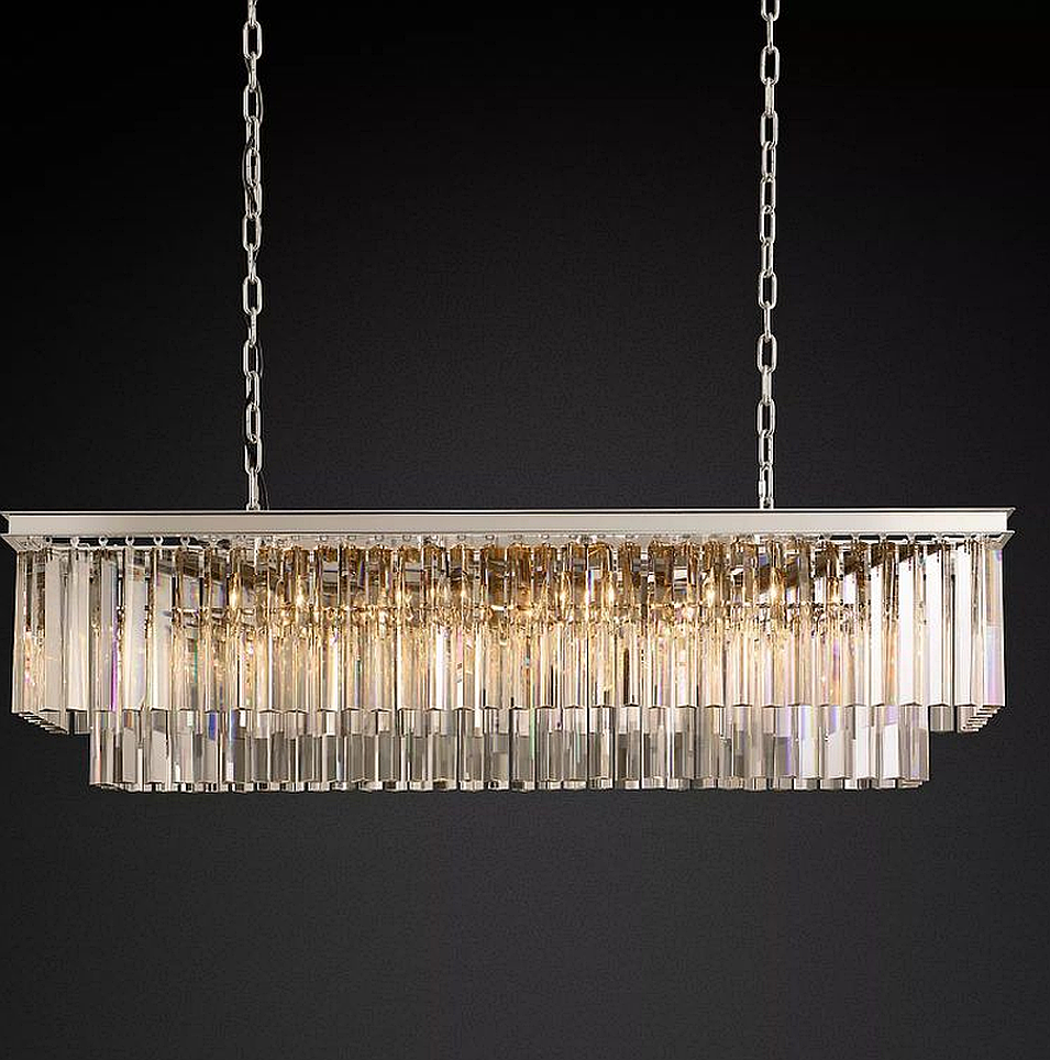 1920S Odeon Crystal Rectangular Chandelier 49"