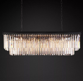 1920S Odeon Crystal Rectangular Chandelier 49"