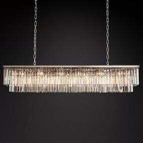 1920S Odeon Crystal Rectangular Chandelier 72"