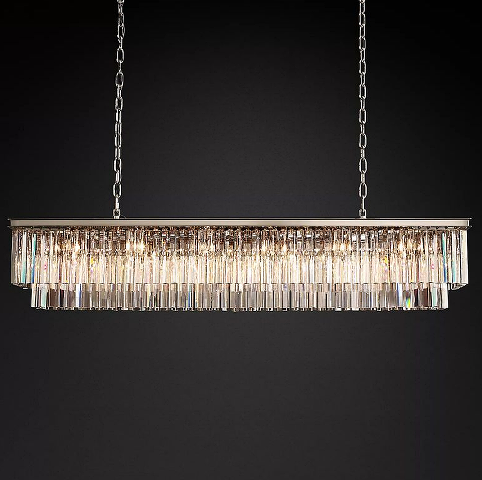 1920S Odeon Crystal Rectangular Chandelier 72"