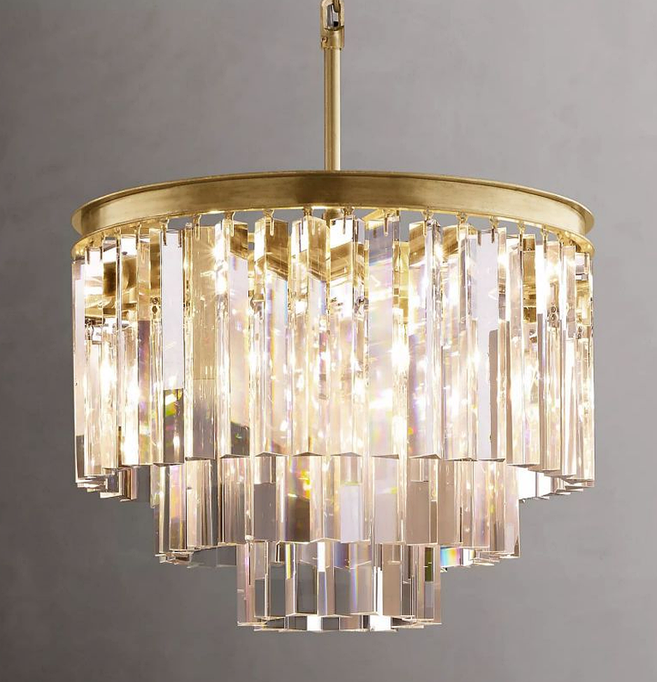 1920S Odeon Crystal Round Chandelier 20"