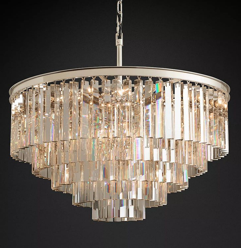 1920S Odeon Crystal Round Chandelier 32"