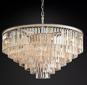 1920S Odeon Crystal Round Chandelier 44"