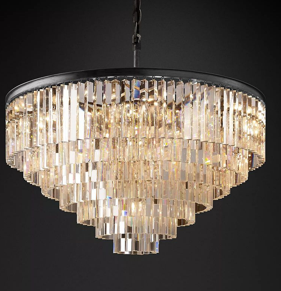 1920S Odeon Crystal Round Chandelier 44"