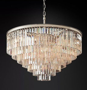 1920S Odeon Crystal Round Chandelier 44"