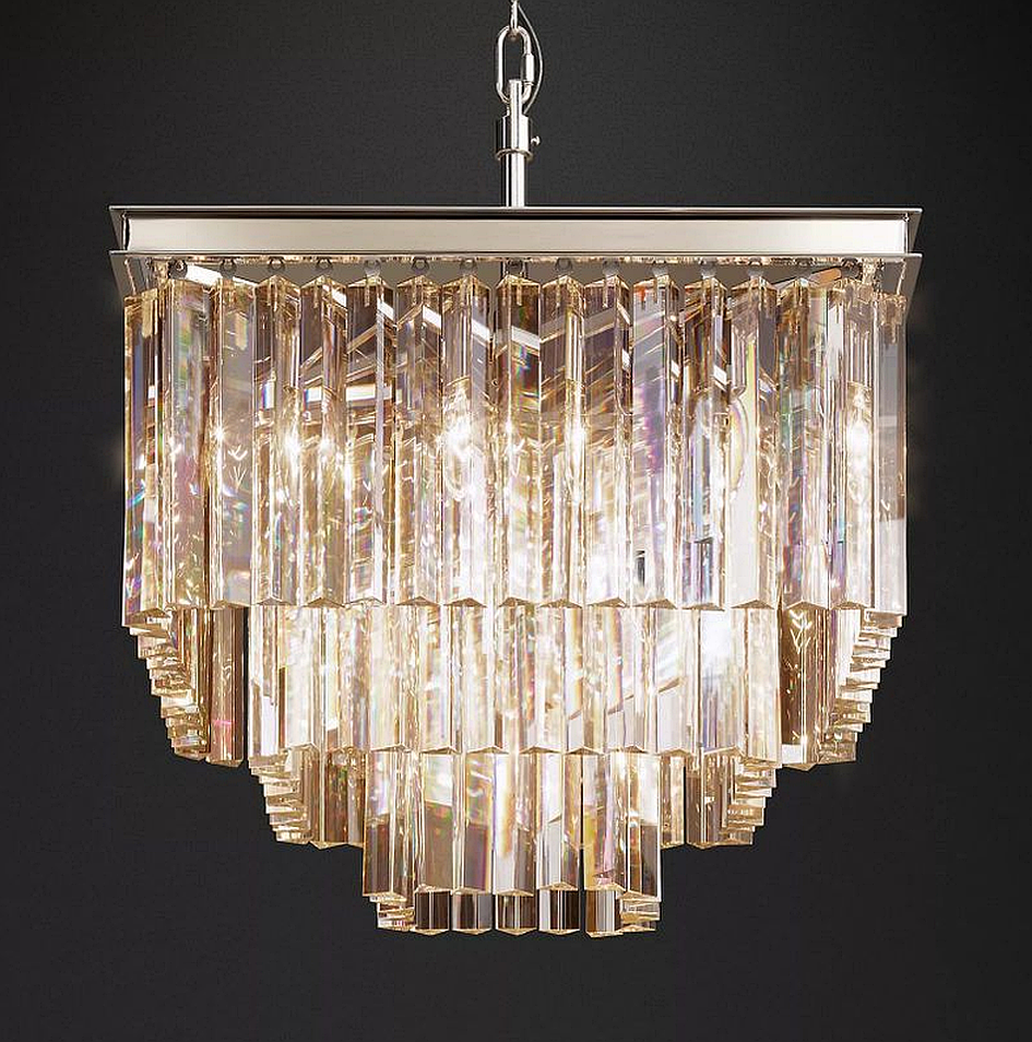 1920S Odeon Crystal Square Chandelier 22"