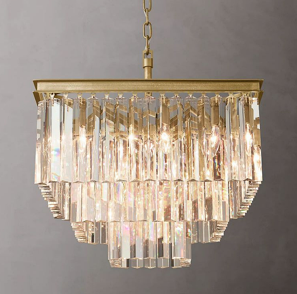 1920S Odeon Crystal Square Chandelier 22"