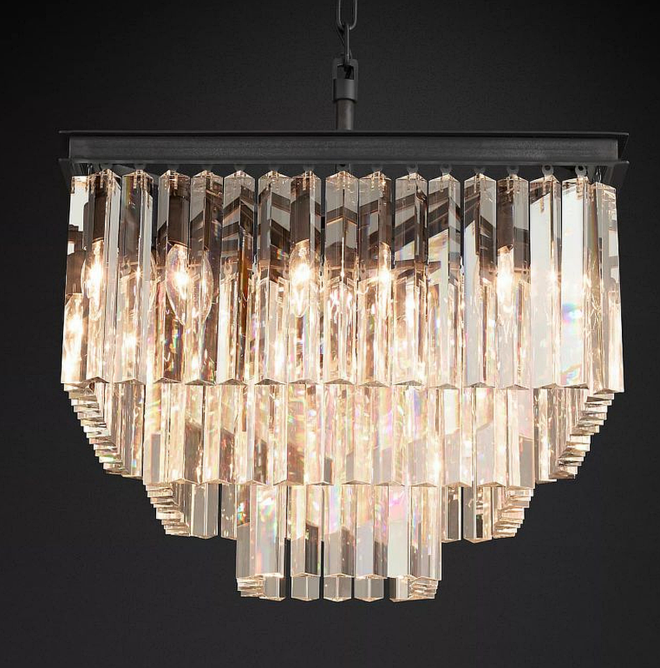 1920S Odeon Crystal Square Chandelier 22"