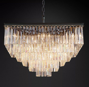 1920S Odeon Crystal Square Chandelier 34"