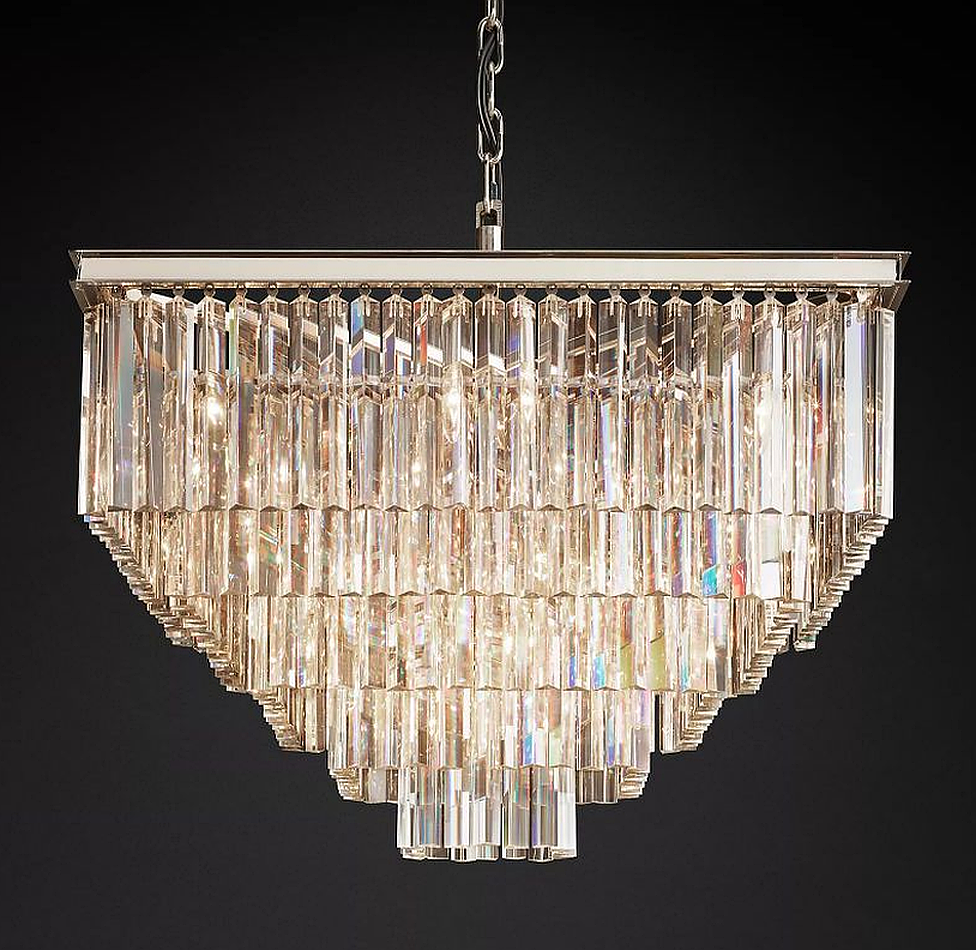 1920S Odeon Crystal Square Chandelier 34"