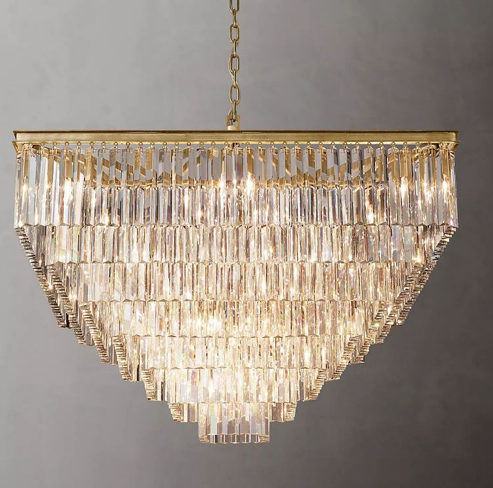 1920S Odeon Crystal Square Chandelier 47"