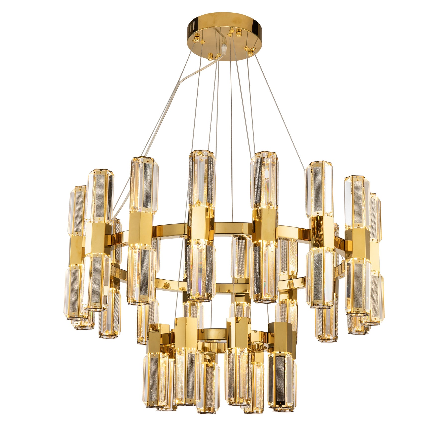 Olivia 3-Tier 32" Round Crystal Led Chandelier