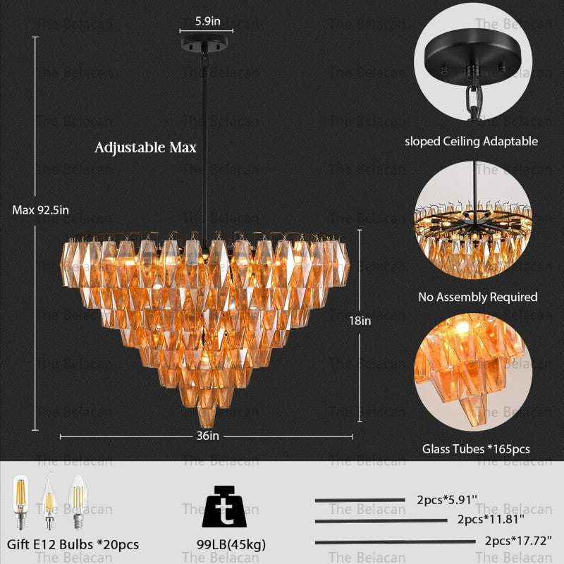 Modern Chara Round Chandelier 38"