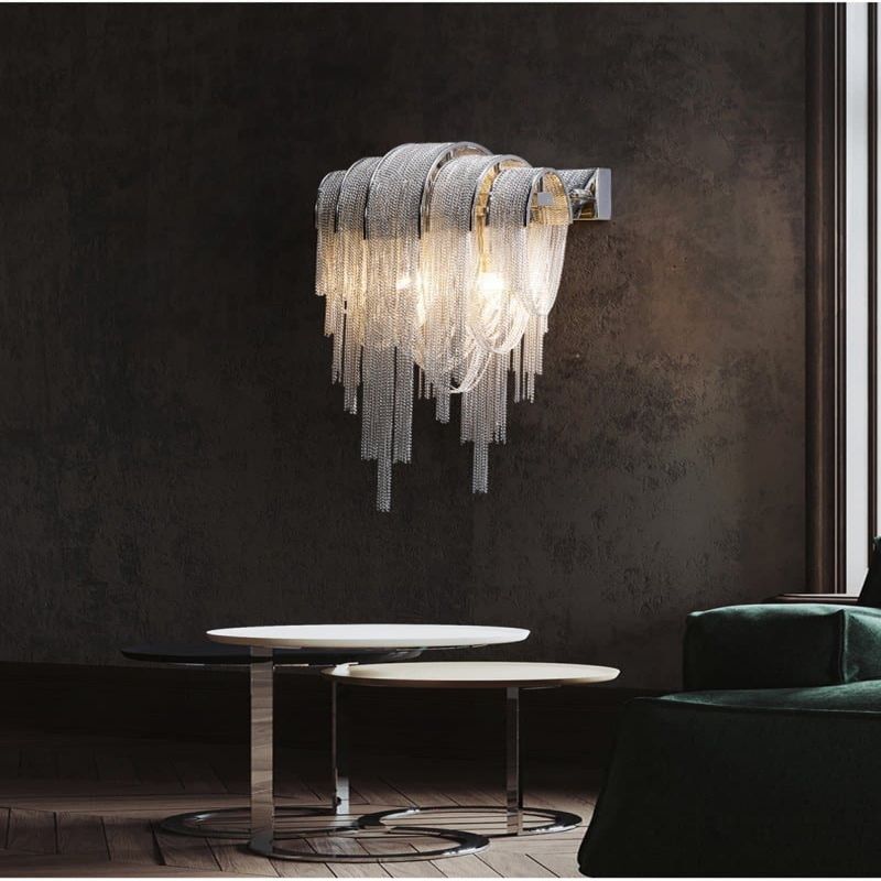 Alisa Luxury Plated Aluminum Chain Tassel Wall Sconce - product detail 4