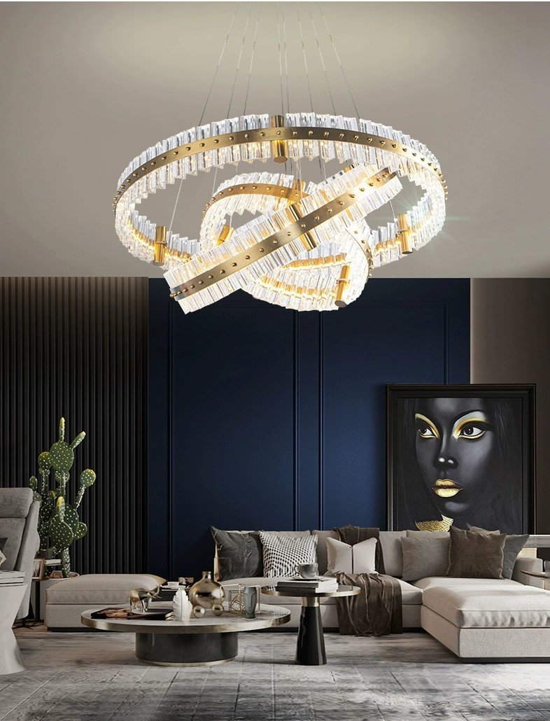 Aquinox 3-Tier Round Crystal Ring LED Chandelier