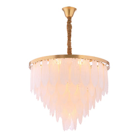 Tampa Leaf Round Tiered Glass Chandelier