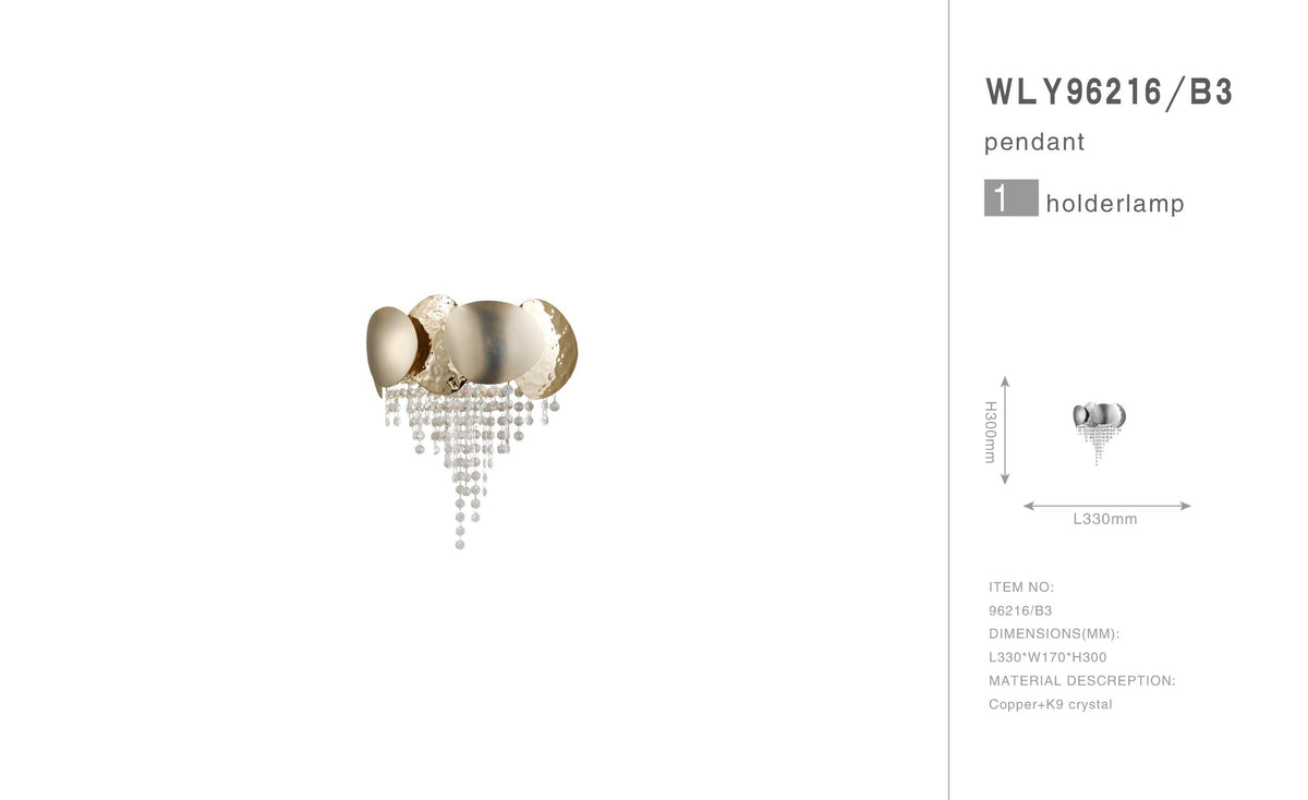 Amadeo Brass Crystal Sconce - product detail 2