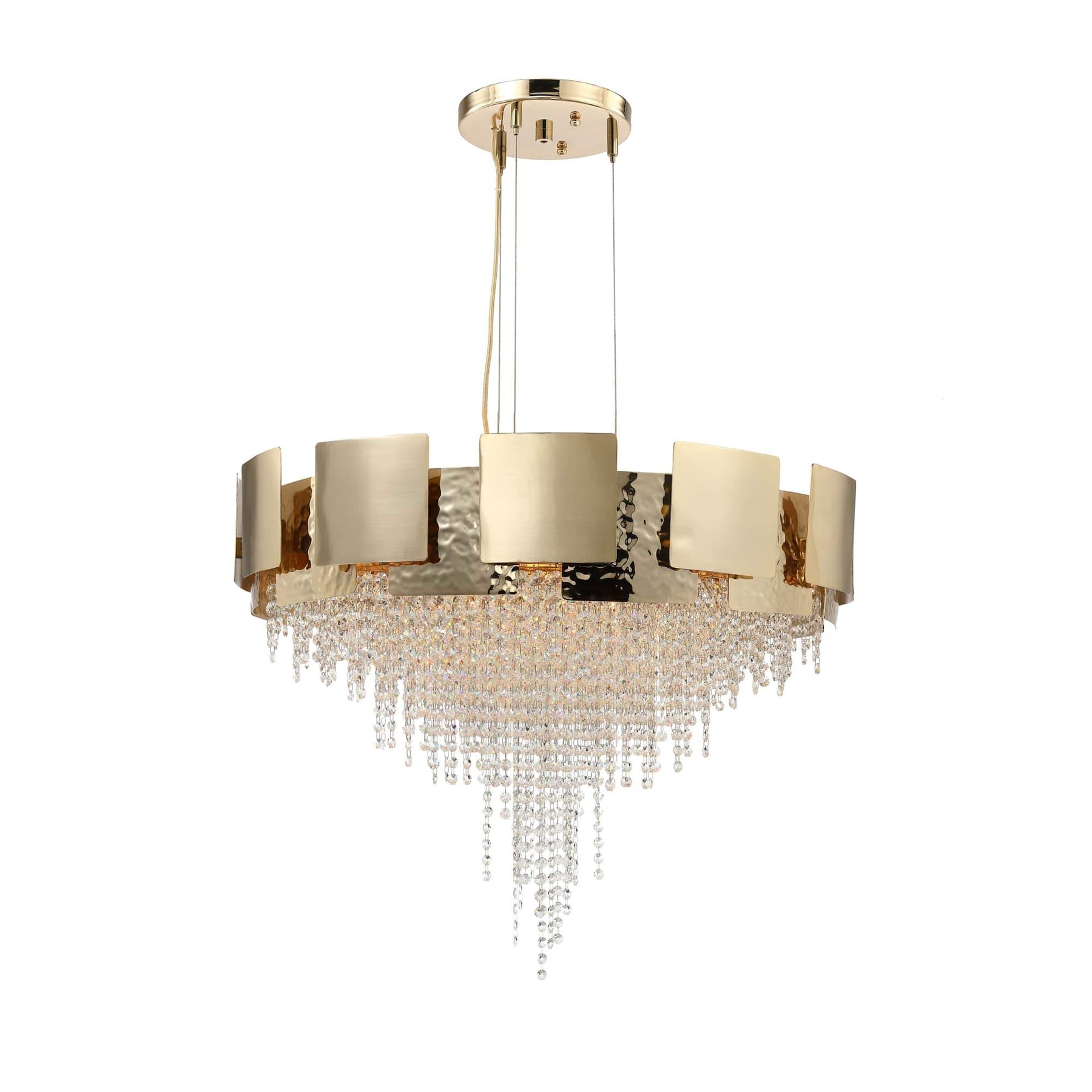 Anastagio Geometric-Squares Round Crystal Chandelier