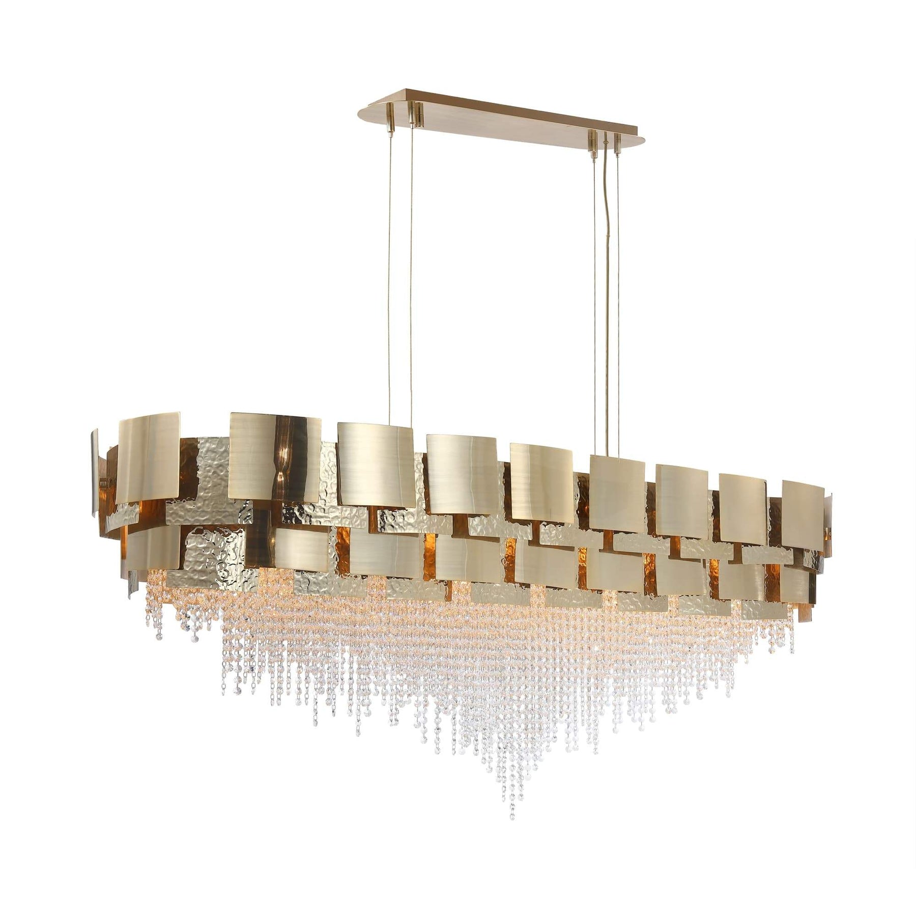 Anastagio Rectangle/ Linear Brass Crystal Bead Chandelier