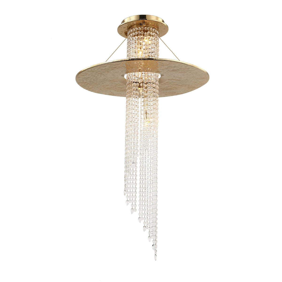 Angelina Flushmount Brass Crystal Pendant Chandelier