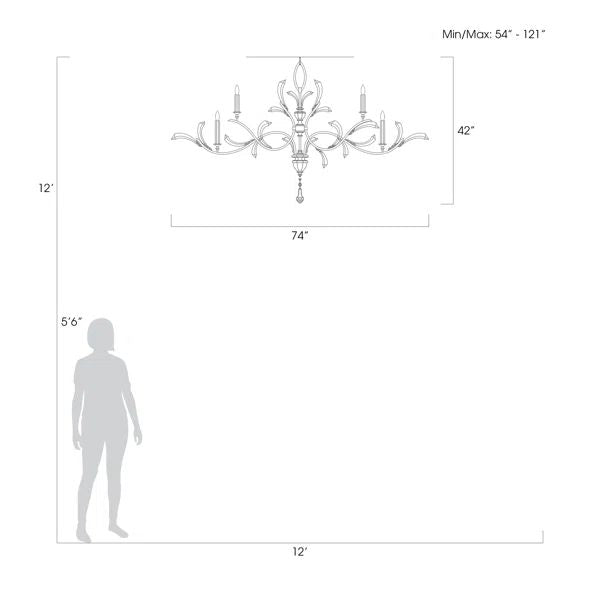 Alice Candle Oblong Chandelier 74" - product detail 9