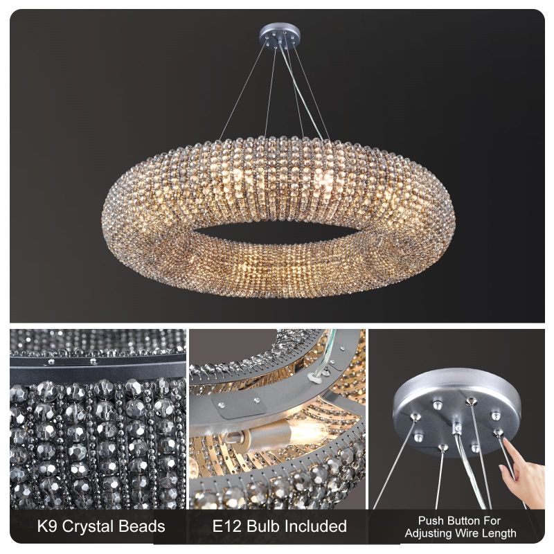 Alison Series Crystal Round LED Chandelier - product detail 10
