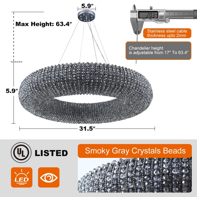 Alison Series Crystal Round LED Chandelier - product detail 11