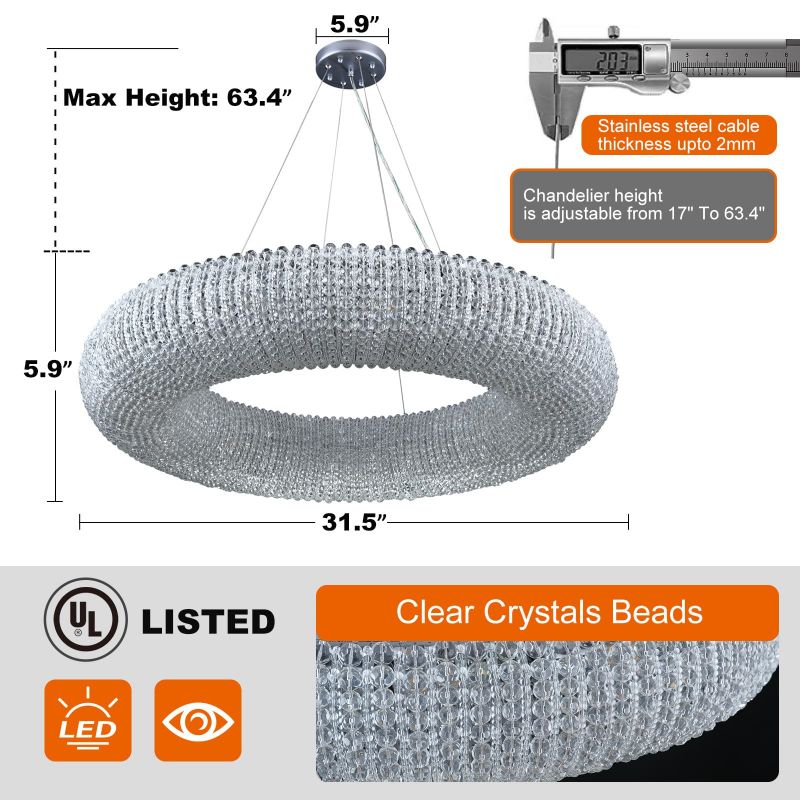 Alison Series Crystal Round LED Chandelier - product detail 7