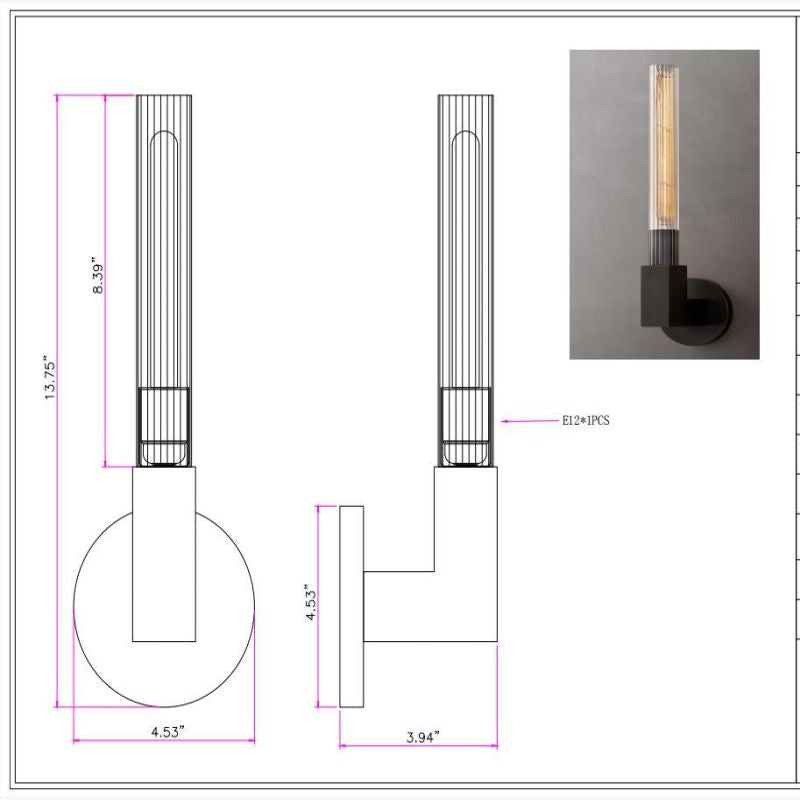 Amorra Candlestick Glass Wall Sconce - product detail 3