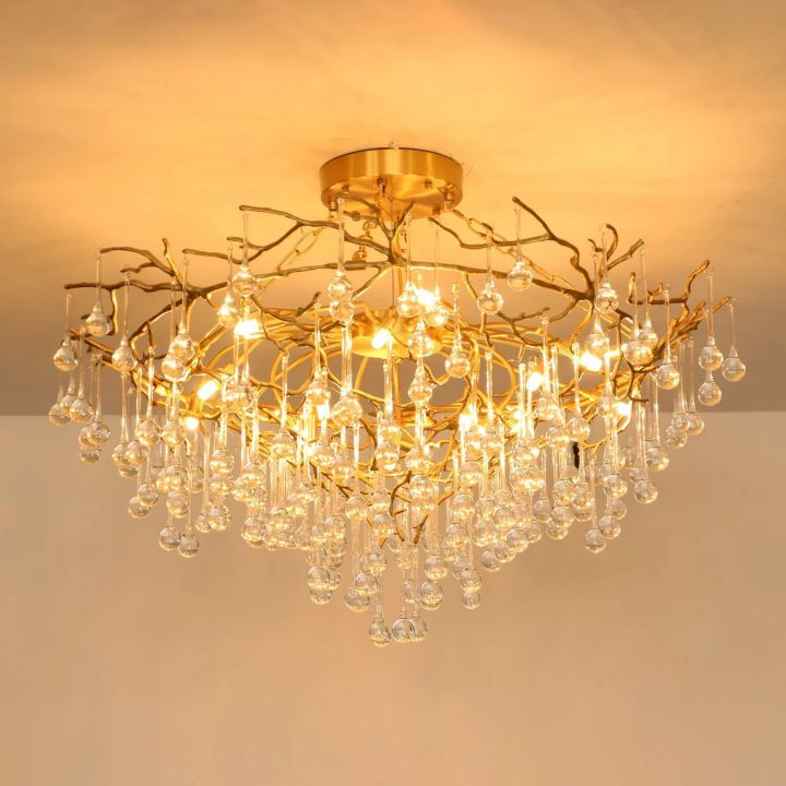 Anita Brass Crystal Branch Chandelier