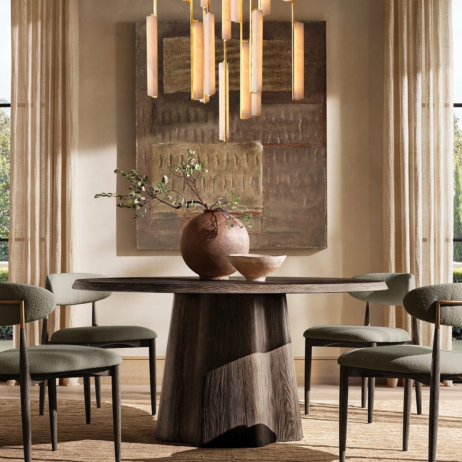 Audubom Alabaster Round Chandelier 40"