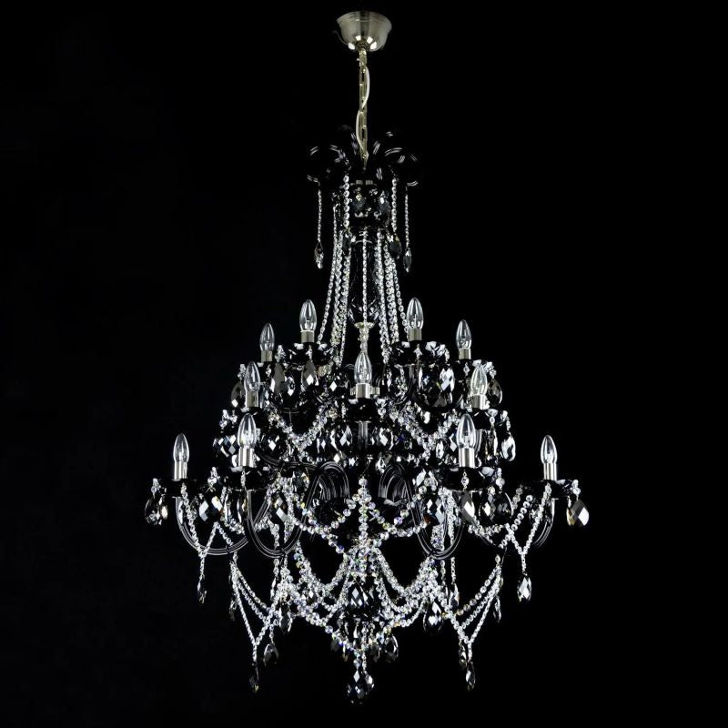 Classical Grandiose Black 18 Light Crystal Chandelier