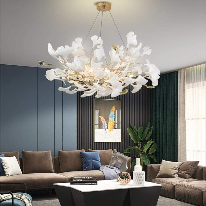 Ceramic Ginkgo Petal Branches-Shaped Chandelier(Round) - product detail 9