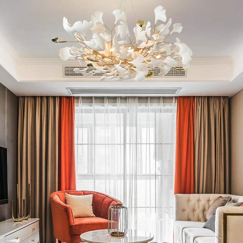 Ceramic Ginkgo Petal Branches-Shaped Chandelier(Round) - product detail 3