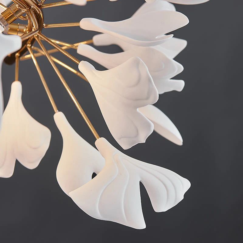 Ceramic Ginkgo Round Linear Chandelier