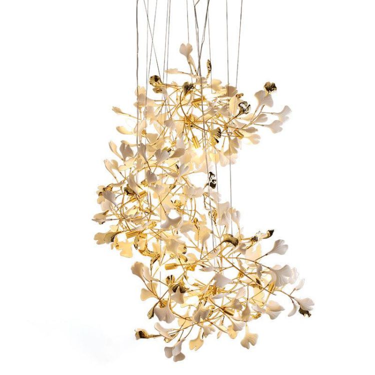 Ceramic Ginkgo Stair Long Branch Chandelier - product detail 8