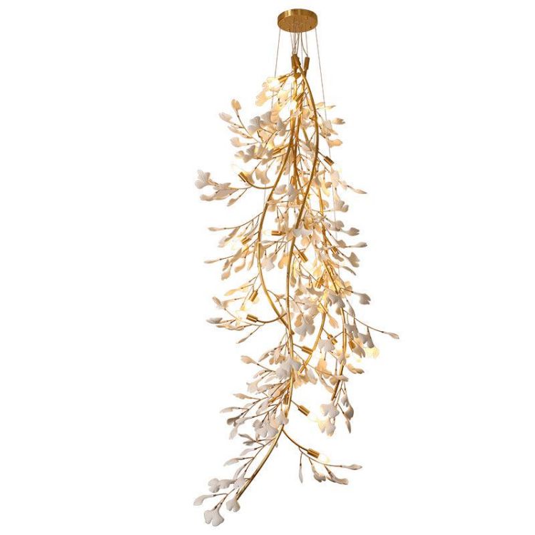 Ceramic Ginkgo Stair Long Branch Chandelier - product detail 5