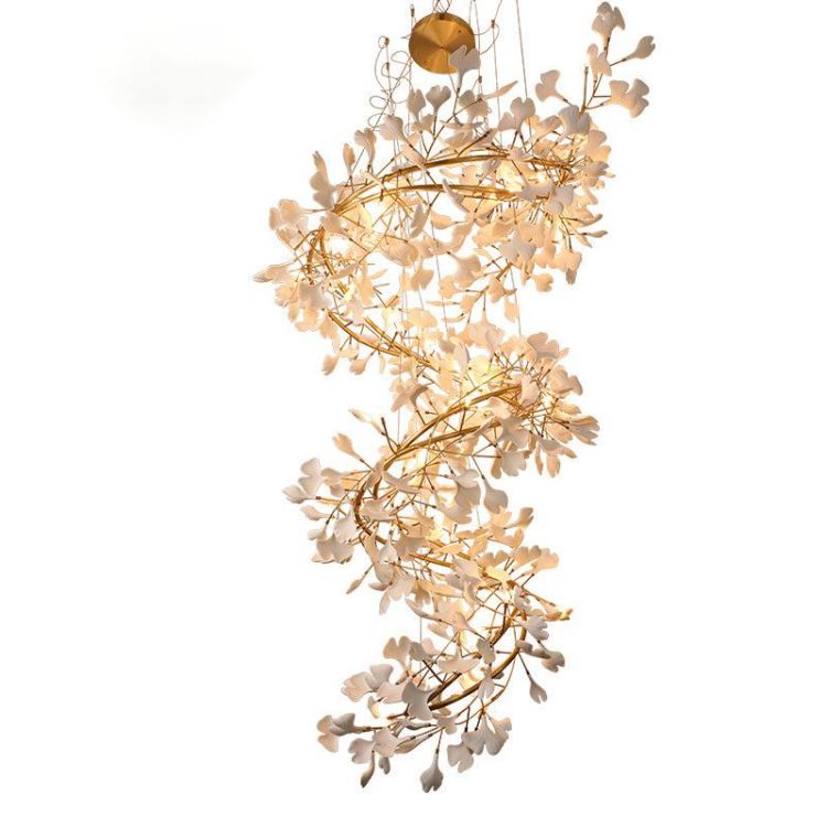 Ceramic Ginkgo Stair Long Branch Chandelier - product detail 7
