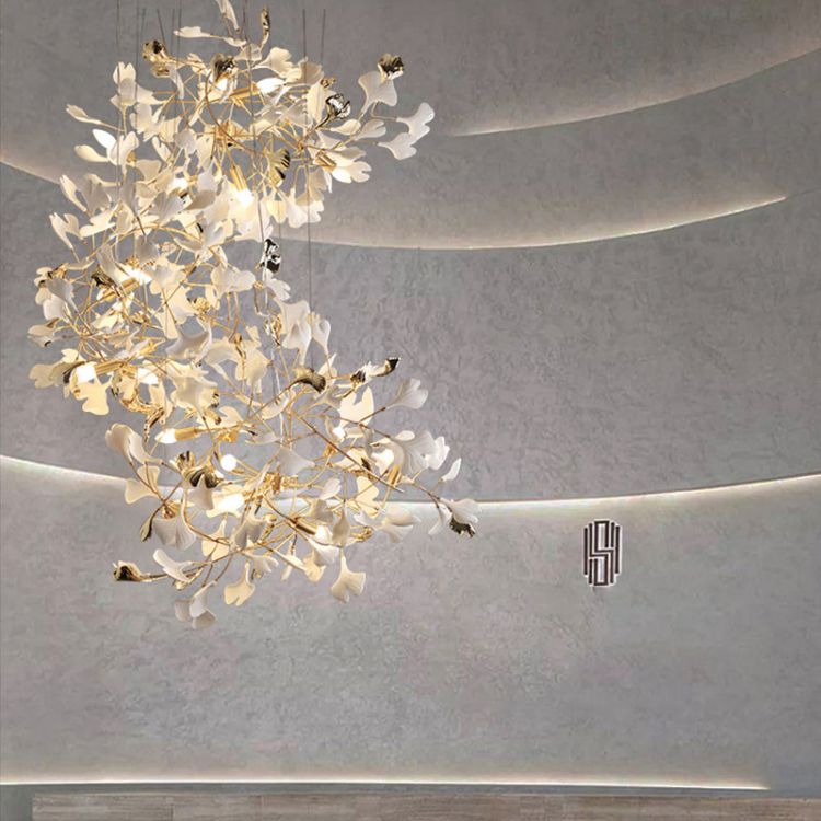 Ceramic Ginkgo Stair Long Branch Chandelier - product detail 4