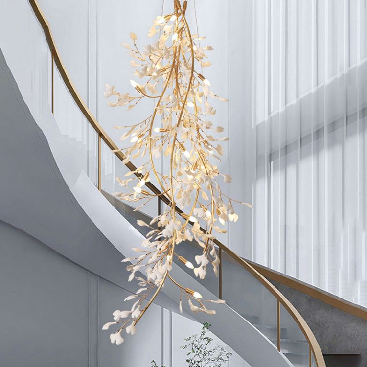 Ceramic Ginkgo Stair Long Branch Chandelier - product detail 3