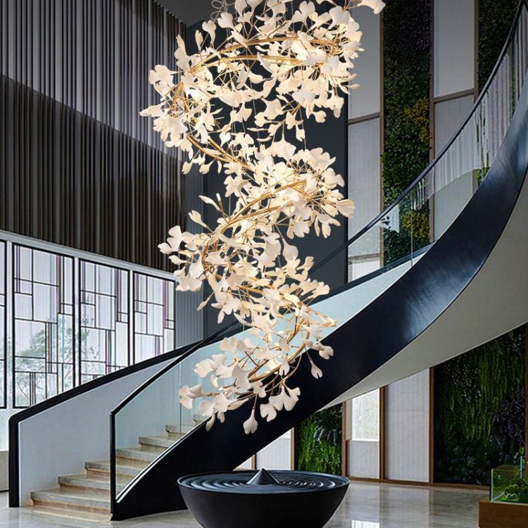 Ceramic Ginkgo Stair Long Branch Chandelier - product detail 12