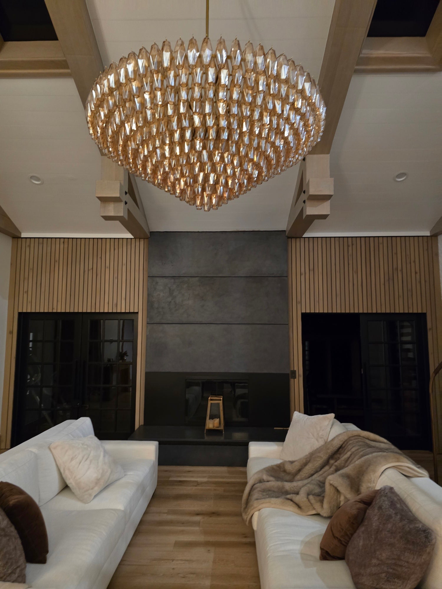 Chara Smoke Glass Tiered Round Chandelier 62"