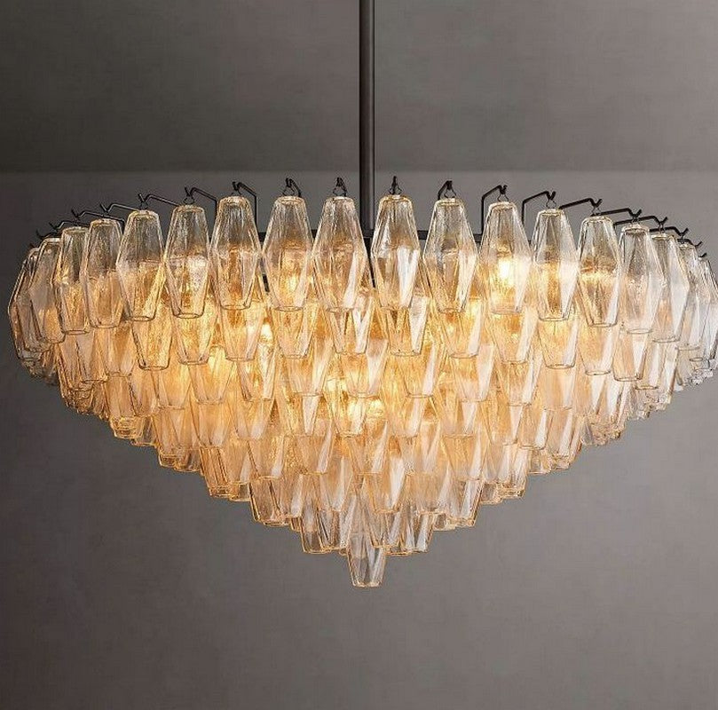 Chara Clear Glass Tiered Round Chandelier 37"