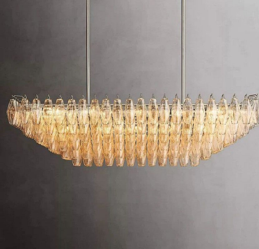 Chara Clear Glass Tiered Rectangular Chandelier 54"