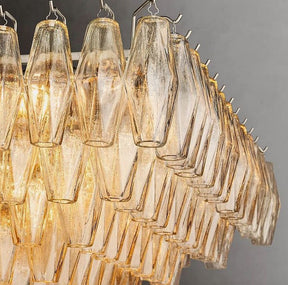 Chara Clear Glass Tiered Rectangular Chandelier 54"